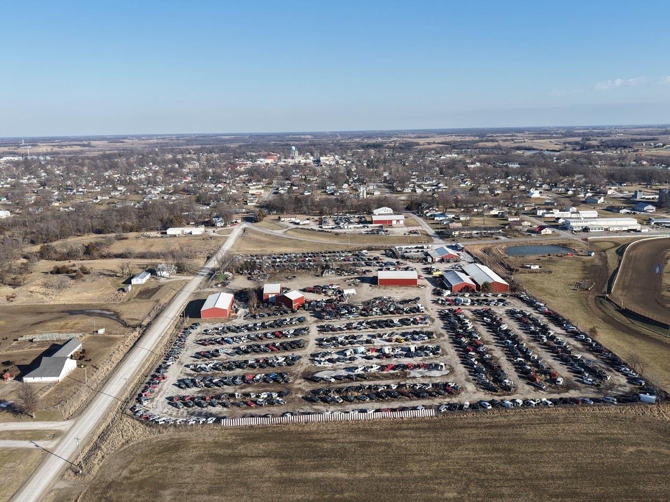 Aerial view of the Spilman Auto Parts yard